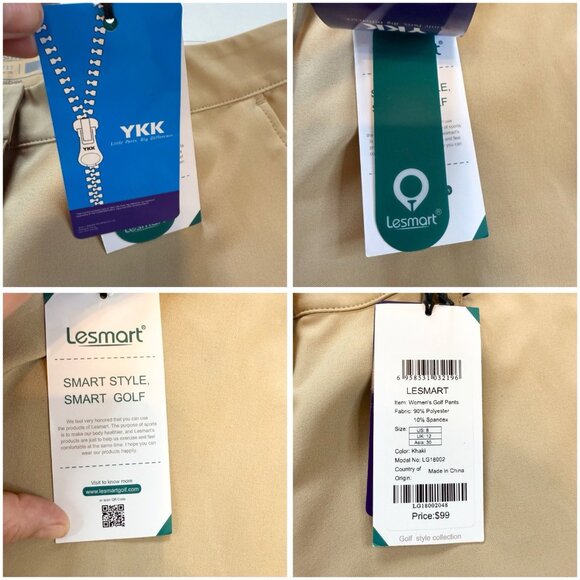 Lesmart Women Golf Pants Trouser Size 8 Khaki Straight Leg Lightweight NWT $99 - Picture 14 of 16